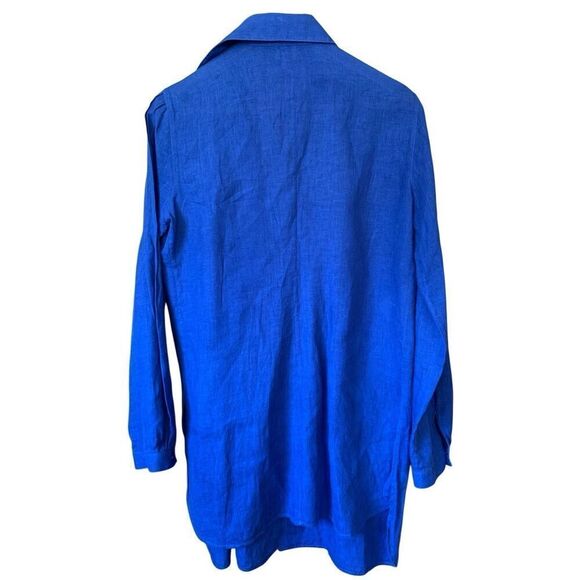 Armani Collezioni Linen Button Front‎ Tunic Sapphire Blue Size 8 - Picture 2 of 12